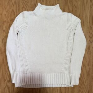 J Crew Always Sweater Womens White Mock Neck Knit Pullover Cotton XXS